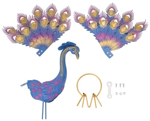 ZCZDHNA Peacock Tail Spread Yard Statue Multicolor Self Standing Elegant Decoration Lawn Garden Iron Outdoor Sculpture