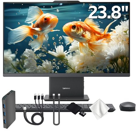 Lenovo IdeaCentre AIO 3 23.8 FHD All-in-One Desktop, AMD Ryzen 5 7535HS, 32GB DDR5, 3TB Storage (2TB SSD&1TB Docking Station), Radeon 660M Graphics, Wireless Keyboard & Mouse, Win 11, Gray