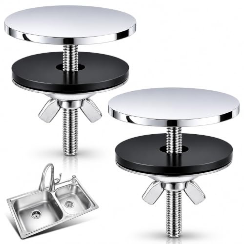 2 PCS Cache Trou Evier, Laiton Massif Bouchon Trou Evier 50 mm, Universels Cache Trou Cuisine et Cache Trou évier Pratique, Bouchon Lavabo Salle de Bain Durable En Laiton, Installation Facile Noir