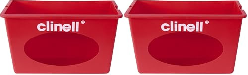 Clinell Wall Mount Dispenser - Wipe Dispenser - Easy to Clean, Ideal for Hospitals and Care Homes - Red (Pack of 2)