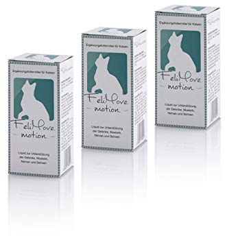 FeliMove Motion 3er Spar-Paket | bei Problemen der Beweglichkeit | mit Glucosamin, MSM, EPA, Heilkräutern, Vitaminen und mehr | tierärztliches Ergänzungsfuttermittel für alte und Junge Katzen