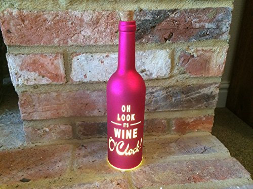 Light up Wine Bottle Pink - Oh look its WINE O'clock - LED