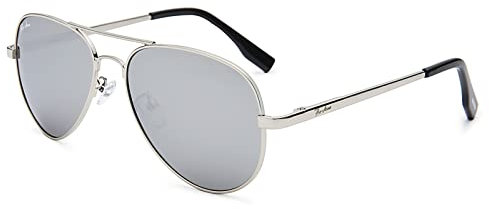 Pro Acme Small Pilot Sunglasses Small Face Polarized Pilot Sunglasses for Men and Women (Silver Frame | Silver Lens)
