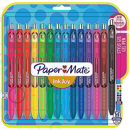 Paper Mate InkJoy bolígrafo de gel | punta media (0,7mm) | colores variados | paquete de 14