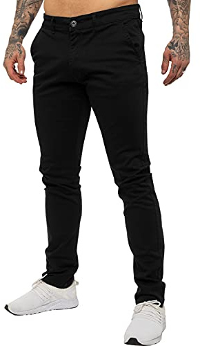 Enzo Mens Designer Skinny Slim Fit Chinos Super Stretch Trousers Pants