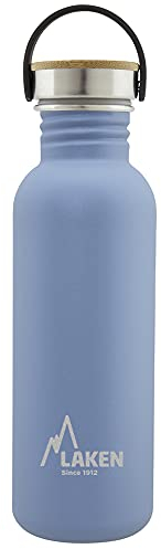 Laken Bot. ac. inox Basic 750ml,tapón acero/bambú - Azul
