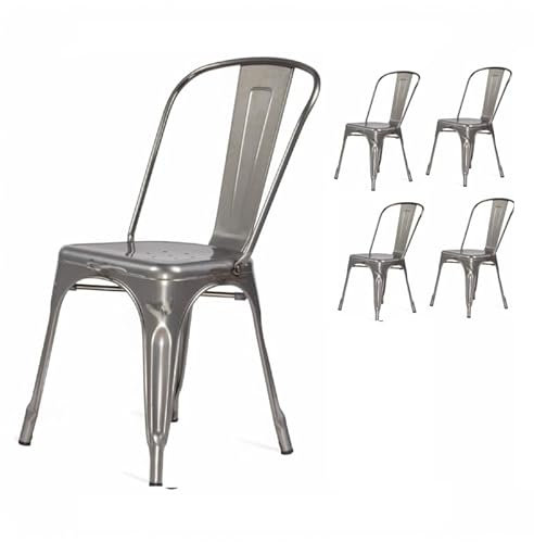 Kosmi - Lot de 4 Chaises en métal Brut Style Industriel Factory en métal Brut Aspect galvanisé galva
