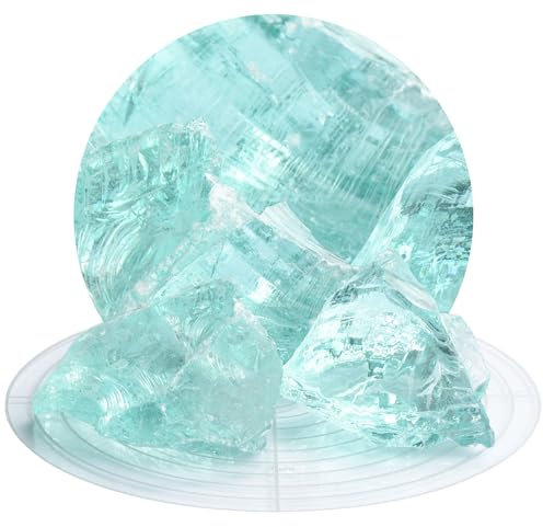 Schicker Mineral Glassteine zur Befüllung von Gabionen, als Gabionensteine und Dekosteine geeignet, zur Gartendeko, Glasbruch, praktisch verwitterungsfrei (Azurblau, 10 kg 60-120 mm)