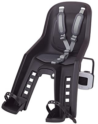 POLISPORT 8406900021 - Seggiolino anteriore BUBBLY MINI PLYS FF per biciclette con ruote da 26'' a 29'' adatto a bambini da 9 a 15Kg con ancoraggio al telaio en color Nero/Grigio scuro