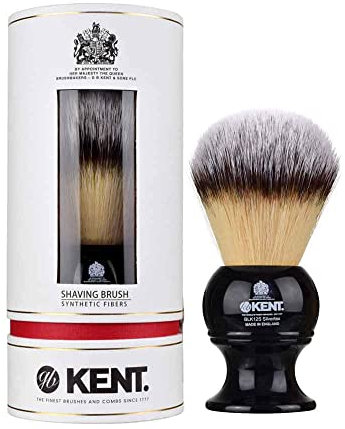 Kent Brocha de afeitar BLK12S, para todas las barbas, apta para usar con jabones y cremas de afeitar, para hombre, extra grande, negro, para afeitado en húmedo