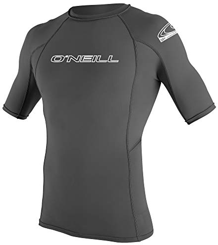 O'NEILL Men's Basic Skins Short Sleeve Sun Shirt Rash Vest, Graphite, M