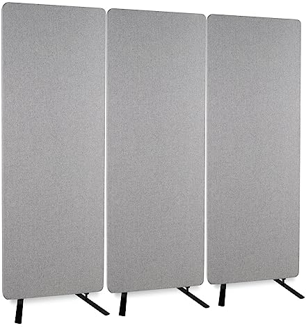 Pronomic 3X DiviRoom-162 GY Raumtrenner - Mobiler Sichtschutz für Büro und zu Hause - Home Office Raumteiler, Sichtschutz und Schallschutz - 60 x 167 cm - Optimiert die Raumakustik - Grau