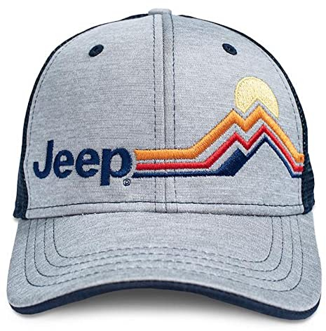 Jeep Mountain Stripe Navy Mesh Back Snap Closure Hat