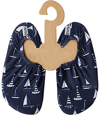 Slipstop Kinder Strandschuhe Anti Rutsch Sport Schuhe Schwimmschuhe Badeschuhe Urlaub Yoga Pool Unisex in Dunkelblau mit Yachten, Gr. 33-35