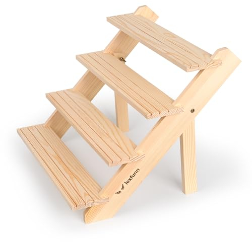 LEXFUNN Wooden Jewellery Display Rack Stand Earring Stall Stand Organizer Shelf 3/4 Tier (4 Tier)