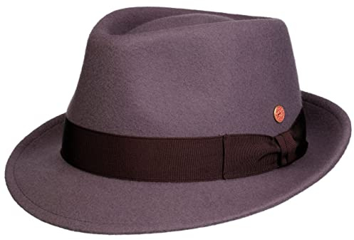 Mayser Classico Trilby Fedora Wollfilz Handmade Ripsband Made in EU Herren Sommer Winter Flieder 57 cm