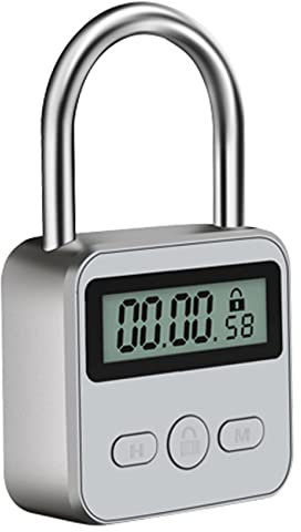 Pmandgk Serratura timer in metallo display LCD multifunzione elettronico 99 max temporizzazione USB ricaricabile timer lucchetto,
