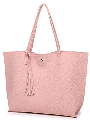 Borsa tote per le donne,Borsa da donna,Borsa a tracolla in morbida pelle PU di grande capacità, rosa, 35.5cm (L) x 11cm (W) x 30cm (H)