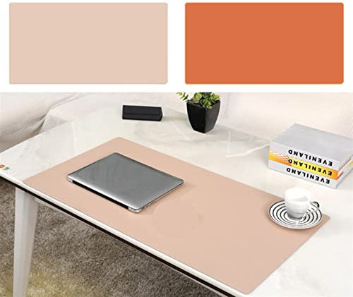 Lifup Sous-main en Cuir PU Étanches Tapis de souris Antidérapante pour Bureau et Maison Double face Rose Orange 130x50cm