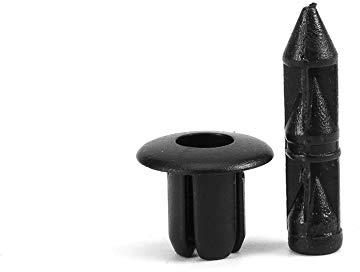 Aramox Kunststoff-Niet-Clips,100 STK. Motorrad Verkleidungsklipse, 6mm Nylon Bolzen, schwarz - Universelle Befestigungsclips für Windschild, Kotflügel, Abdeckungen