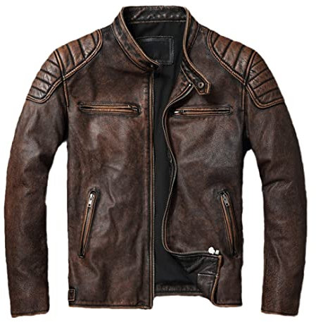 Schaffell Lederjacke Herren Motorrad Frühling Natürliches echtes Kalbsleder Lederjacken Vintage Slim Kurz Herren Mantel Vintage Gelb Braun Größe 6XL 97-102kg