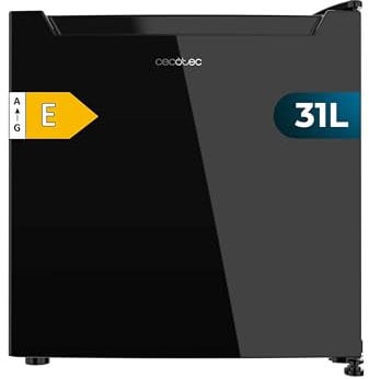 Cecotec Mini Frigorífico Convertible a Congelador 31L Bolero CoolMarket TT 31 Dual Black Glass E. Minibar con Función Nevera o Congelador, Alto 49,6cm y 47,4cm Ancho, Control Mecánico, Cristal Negro