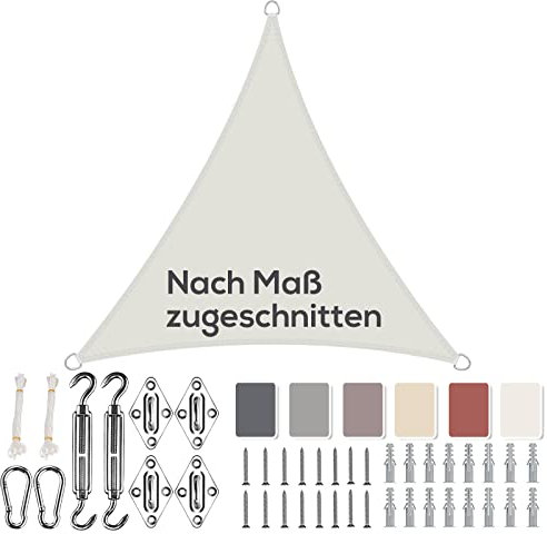 Aiyaoo Wasserdichter Sonnensegel Dreieckig 1.6x1.6x1.6m im Viele Größe und Farben, mit Befestigungs Kit PES Polyester, Sonnenschutz 95% UV Schutz, Reißfest Wetterfest für Terrasse Garten- Weiß