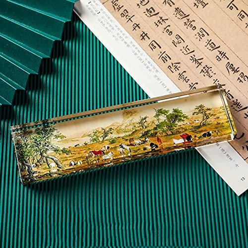Kristall-Ornament Pferd Landschaft Glas rechteckig Briefbeschwerer handgefertigt Kunstgeschenk für Weihnachten Geburtstag Zuhause Büro Tischdekoration