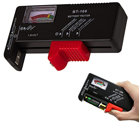 XXYXXY 1 Pack of BT-168 Battery Tester, Universal Battery Tester, Small Battery Tester for Household Battery, Suitable for AAA AA C D 9V 1.5V Button Battery