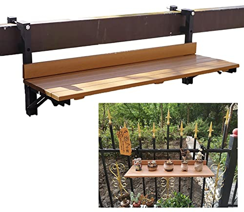 Hängetisch Balkon,klapptisch balkongeländer,Balkonhängetisch Klappbar,Balkontisch Zum Einhängen,Balkontisch Wetterfest,Hängetisch Gartentisch Klapptisch,80*26cm/31.4*10.2in ( Color : Wood color , Size
