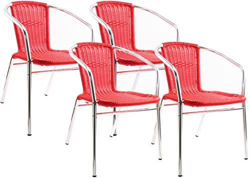 pemora 4-er Set Bistrostühle Outdoor-Stühle Gartenstühle Kir in rot