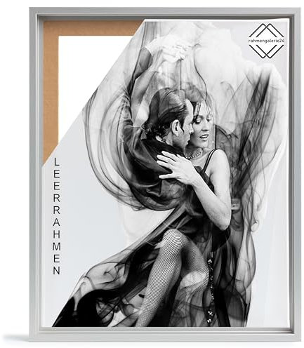 Cornice portafoto vuota per tela su telaio, formato 80 x 80 cm, effetto alluminio