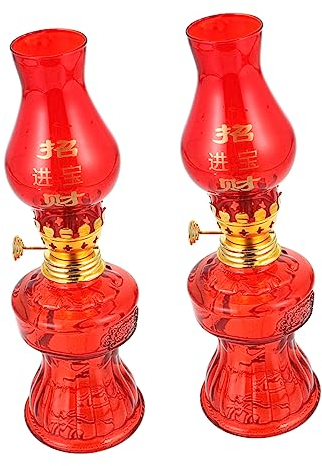 Garneck 2st Kerosinlampe Retro-petroleumlampen Desktop-öllampen Zelt Hängelampe Endstücke Für Lampen Flackerndes Zeltlicht Vintage Öltischlampe Glasdekor Glasabdeckung Haushalt Legierung