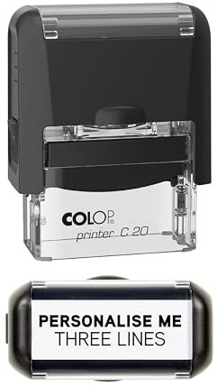 Custom Stamp with Black Ink Personalised Self-Inking Business Address Rubber - 38 x 14mm (3 Line)