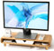 Homerays Bambus Monitorständer mit Schublade, Exquisite Ergonomische Holz-Computer-Monitorerhöhung, weiß, Upgrade-Modell