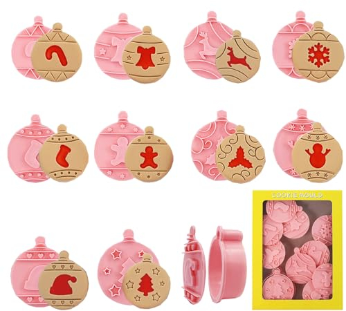10 Piezas Moldes Galletas Navidad,Cortadores de galletas de Navidad 3D,Juego de moldes para galletas de Navidad,Moldes Navidad Galletas Plástico para cookie fondant decoración de pasteles