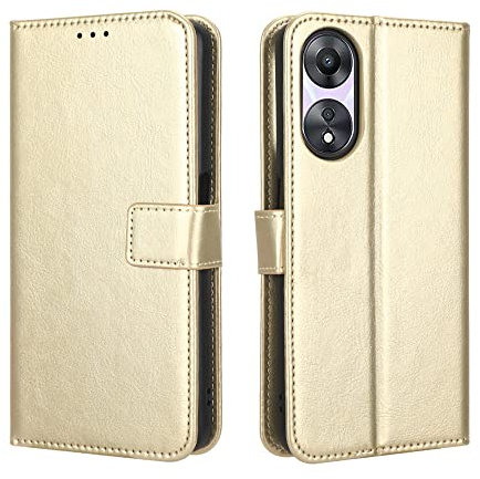HAOYE Cover per OPPO A58 4G a Portafoglio, Libro Custodia Magnetica Flip Case con Supporto di Stand/Carte Slot, Pelle PU/TPU Protettiva Caso. Oro