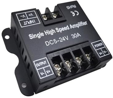 Amplificateur de contrôle LED RGB RGBW 4/5 Broches DC 5V 12V 24V, répéteur de Bande LED, Accessoire de Signal for Bande RGB RGBW 5050 2835 (Color : Single Color 30A)