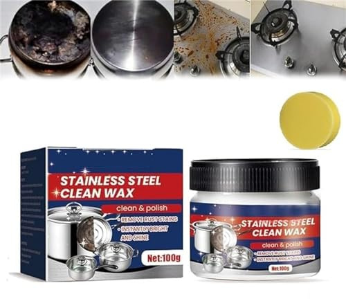 GeRRiT Stainless Steel Clean Wax, Oven Cleaner and Kitchen Utensils, Potent Pot Cleaning Paste, Multi-Purpose Oil Stain Cleaning Cream for Kitchen