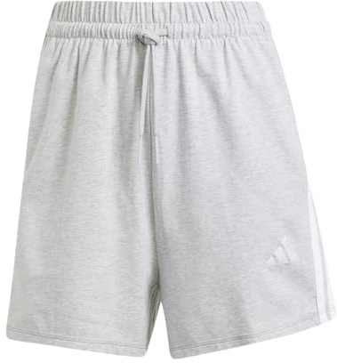Adidas Women's 3-Stripes Single Jersey Sportswear Shorts, Light Grey Heather/White, XX-Large