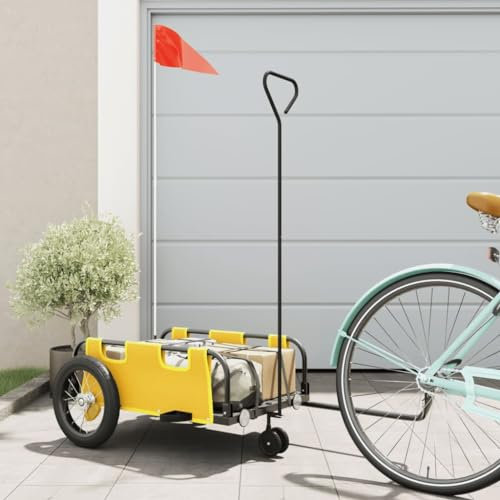 ShGaxin Fahrradanhänger Gelb Oxford-Gewebe und Eisen, Fahrrad Anhänger, Lastenanhänger, Handwagen, Fahrrad-lastenanhänger, Lastenfahrrad - 94183