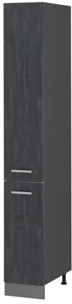 Vicco Apothekerschrank R-Line, Medizinschrank für die Küche, Schwarz Beton/Anthrazit, 30 cm
