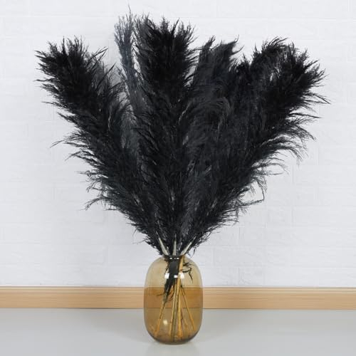 10 Stück Pampasgras Groß - DATEFUN Getrocknete Pampasgrasdekoration 100CM - Getrockneten Blumen Deko Natürliche & Flauschige - für Boho, Bodenvasen, Tisch, Hochzeits, Wohnzimmer, Schlafzimmer(Schwarz)