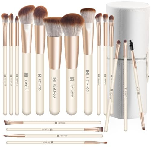 HEYMKGO Pinceaux Maquillages Professionnel 18 Pièces,Pinceau Maquillage Pour Fond de Teint Blush Pinceaux de Maquillage Synthetiques Premium Doux et Sans Cruauté avec coffret cadeau de rangement