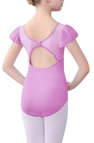 Kimoda Gymnastikanzug für Mädchen, schwarz, Mädchen, Gymnastikanzug für Gymnastik, Ballett, Outfit, Größe 5–12 Jahre, Violett, 11-12 Jahre