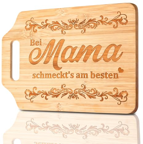 Geschenke für Mama Geburtstag Schneidebrett Küche Bambus, Schneidebretter mit Gravur Bei Mama schmeckts am besten Lustige Geschenke für eine Mama, Geburtstagsgeschenk Weihnachtsgeschenke für Mama