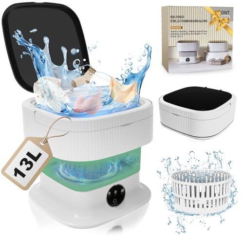Portable Mini Waschmaschine Mit Schleuder - 14L 40W Camping Waschmaschine Mini Washing Machine Faltbare, Kleine Waschmaschine Mobile Waschmaschine für Babykleidung Unterwäsche Reise(Ultra-Reinigung)