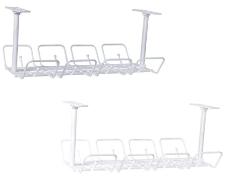 ORFOFE 2pcs Under Desk Cable Management Rack Wire Organizer Tray for Office Home Cord Management Under Desk Storage Shelf