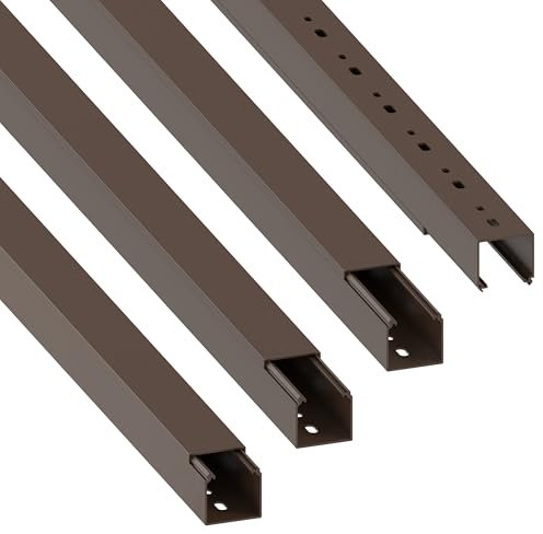 Habengut | Kabelkanal (mit Montagelochung im Boden) 40x40mm aus PVC, Länge 4 m (4 x 1 m Länge), Braun