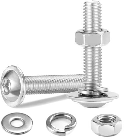 Dayalo Edelstahl Schrauben M6x40mm Linsenkopf Innensechskantschraube, Gewindeschrauben Set mit Muttern und Unterlegscheiben, Edelstahl A2 V2A, Vollgewinde, 10 Stück